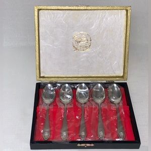 🆕 VINTAGE Silver Demitasse Spoon Set of 6 Set New In Box NYK LINE Collectible